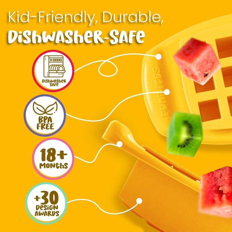 FUNBITES Sandwich Cutter for Kids Lunch, Mini Cookie Cutters, Bento Box Accessories, Cuts Food into Bite-Size Shapes for Toddler Lunch, Great for picky eaters - Yellow Squares 1pk - Image 3